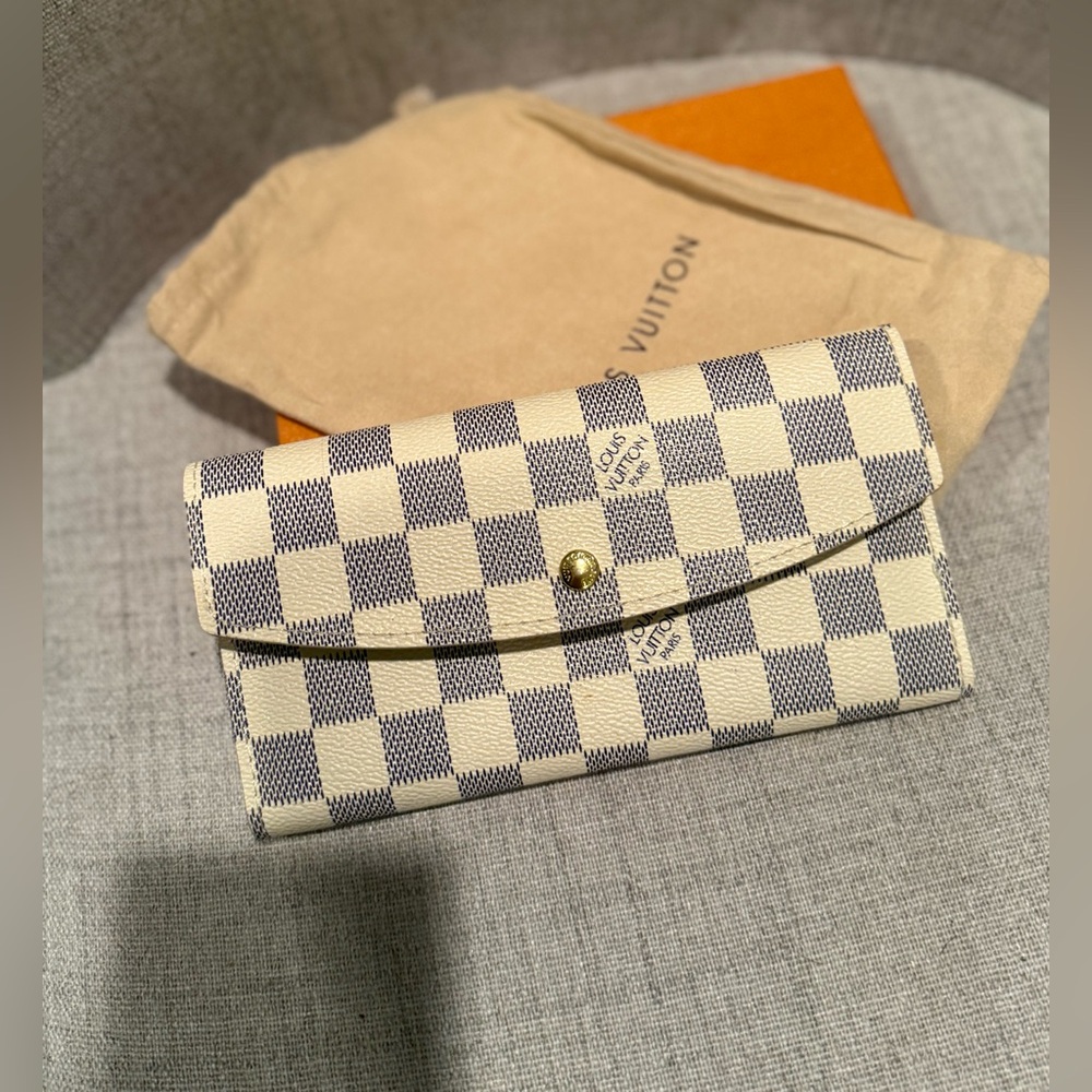 Cream and Blue Wallet Damier Azur Canvas